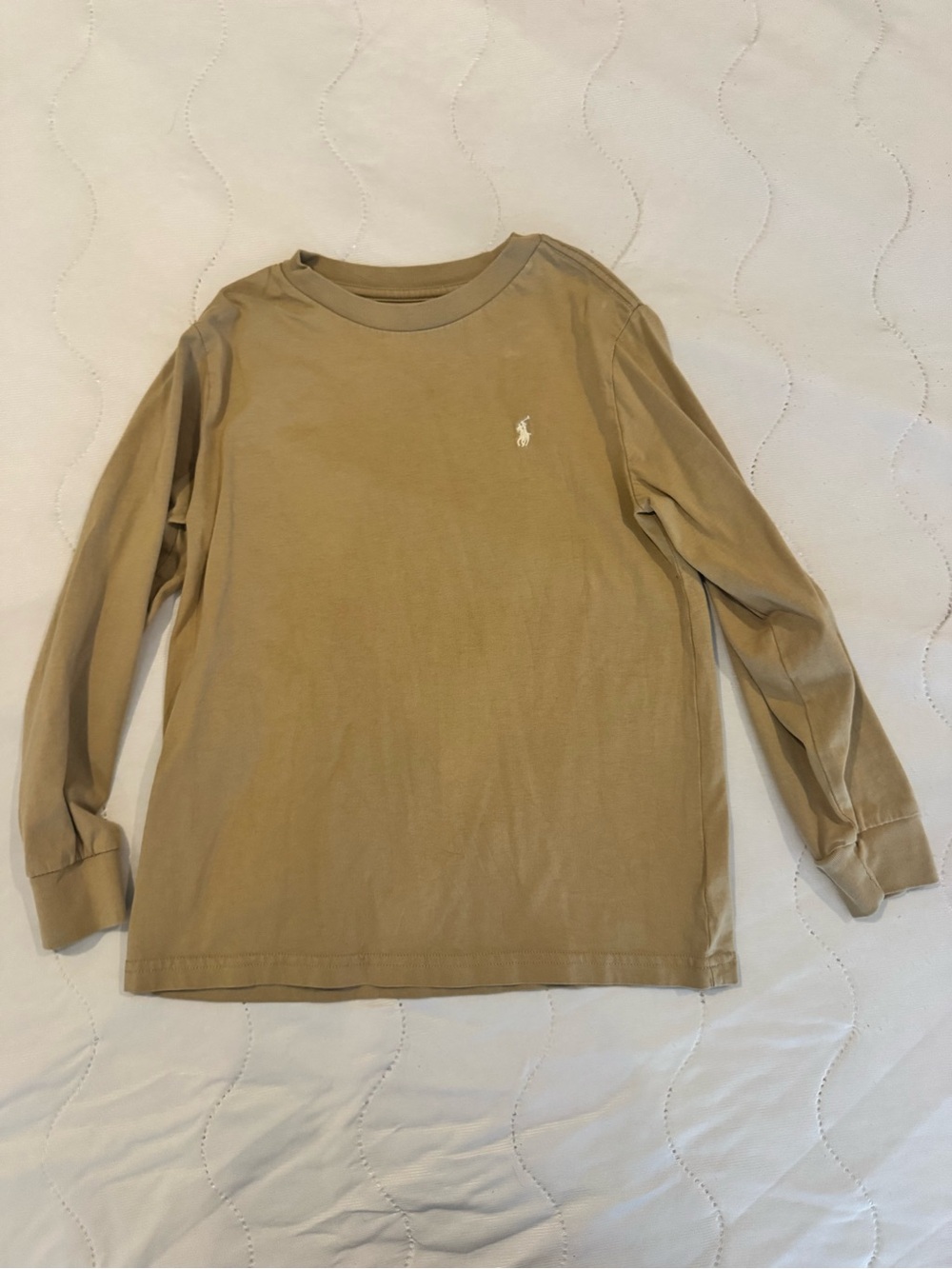 Polo by Ralph Lauren Kids Long-Sleeve Tee in Tan with White Pony